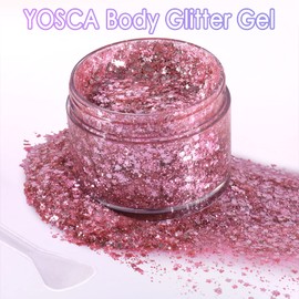 Body Glitter Gel, 120g Liquid Pink Body Glitter Lotion Cosmetic Face Adhesive Mermaid Sequins for Hair Body Makeup, Festival Carnival Makeup, Girls Stage, Rave Accessories