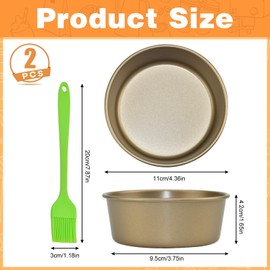 SIYINGSAERY Air Fryer Egg Moulds, 2 PCS 4'' Ramekins for Air Fryer, Heavy Duty Carbon Steel Air Fryer Egg Poacher with Oil Brush, Small Nonstick Ramekins for Fried Egg, Muffin and Sandwiches