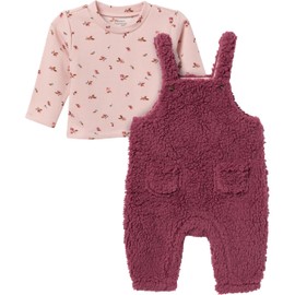 Modern Moments by Gerber Baby Girls' Microplush Overall Sset, Dark Rose, 18 Months