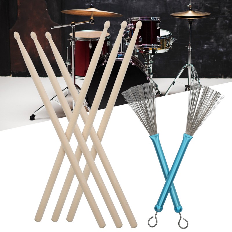 Drum Stick Brush Set Jazz Retractable Metal Wire 5A Rod