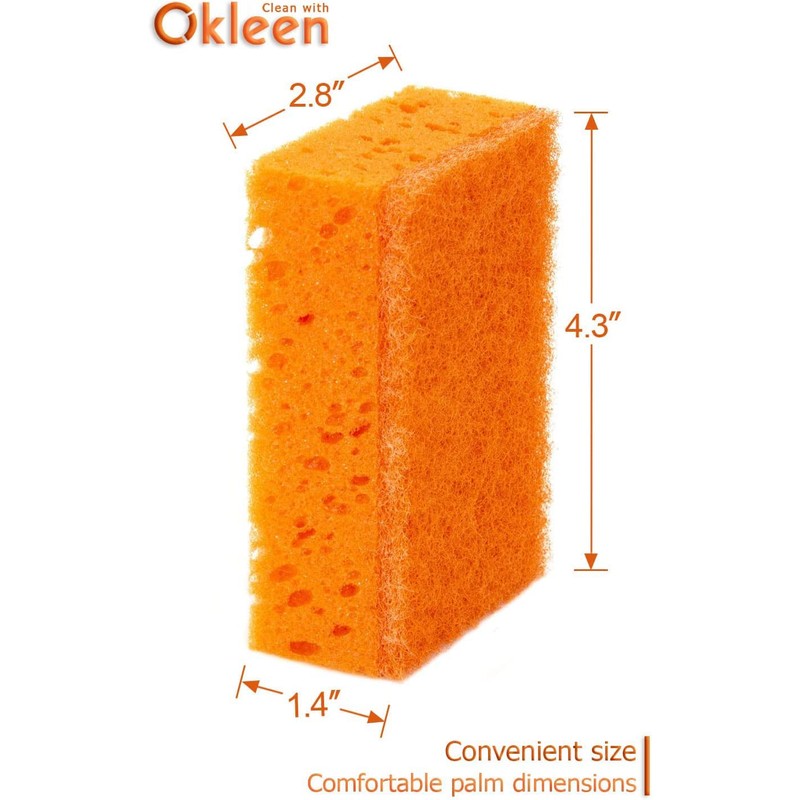 Okleen Orange Multi Use Scrub Sponge. Made in Europe. 18