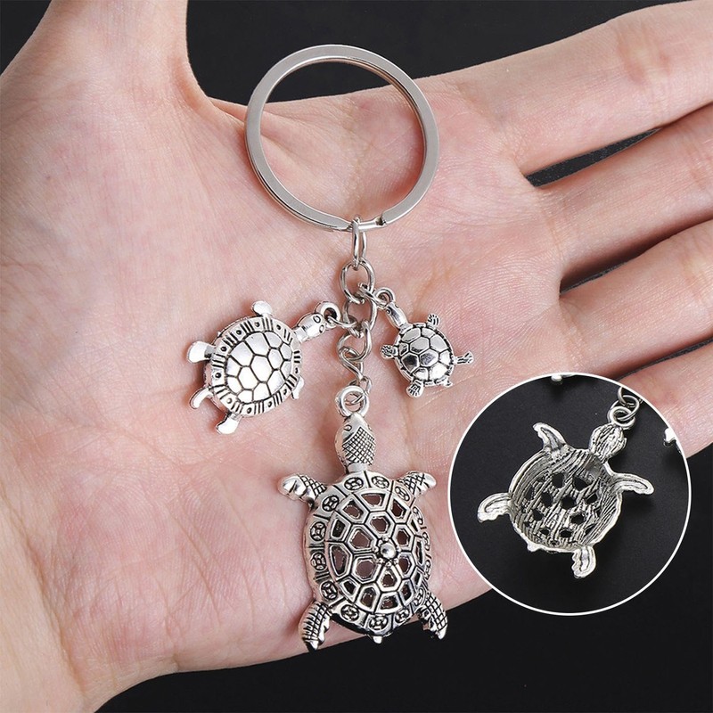 4 Pieces Turtle Keychains, Creative Cute Keychains, Animal Keychains, Metal