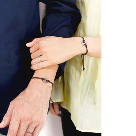 By red string Pair Bracelets, Real Red Thread, Cord, Surgical Stainless Steel, Circle, Couples, Adjustable Length