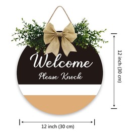 Aowotu Welcome Please Knock Sign, Wooden Conference Sign Office Door Meeting Room Home Learning Hotel Cafe Open Door Sign Welcome Please Knock Decorative Wooden Hanging Sign 12x12 Inch