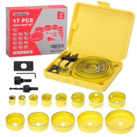 REKCKRUL 17PCS Premium Hole Saw Kit, Hole Saw Set with Mandrels, Hex Key & Storage Case - 3/4" to 5" (19-127mm) for Wood, PVC, Drywall, Plastic - Professional Hole Cutter Set