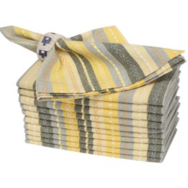 HOMIDATE Cloth Napkins Set of 12-18x18 Inch Machine Washable Dinner Napkins, Yellow Multi Salsa Stripe, Wedding Napkins, Dinner Napkins, Cotton Cloth Napkins for Everyday Use