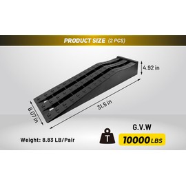 HOXWELL Portable Car Ramps for Oil Changes High Lift, Heavy Duty Low Profile Car Ramps for Jack Support, Vehicle Ramps for Garage, 31.5''x8.1''x4.9'', GVW 10000 LBS, 2PCS
