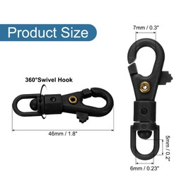 sourcing map 20 Pcs Plastic Lobster Claw Clasps Swivel Lanyard Snap Hook Trigger Clips for Stretch Spring Keychain Ring Crafts Bag DIY Accessories, Black