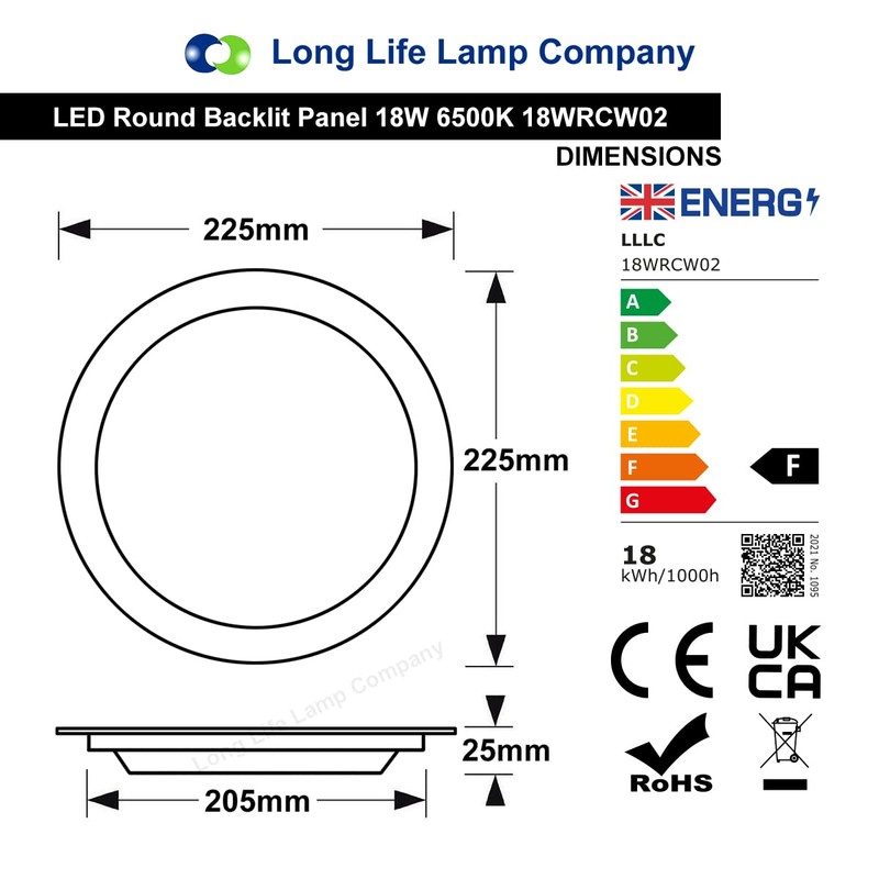 Recessed LED Ceiling Panel Light Round 18w Cool White 6500k