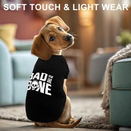 BINGPET Bad to The Bone Dog Shirts,Soft Cotton Puppy Tshirt,Breathable Lightweight Dog Costumes Tank Top Vest,Machine Washable Stretchy Clothes for Small Medium Large Dogs Boy Girl (XS)
