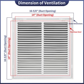 Howeall 14"W x 14"H [Duct Opening Size] Steel Return Air Filter Grille - Removable Face/Door for 1 inch Filters -HVAC Vent Cover Grill - White [Outer Dimensions: 16 5/8"W X 16 5/8"H]