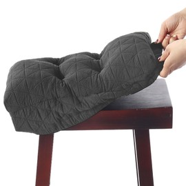 BUYUE Saddle Stool Seat Cushion, Luxury Triangle Fashion Jacquard with Anti-Skid Silicone Bar Stool Cushion Padded (Dark Grey, Rectangular,1 Count)