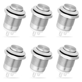 Nilight 12mm Momentary Push Button Switch 6PCS 12V Waterproof Stainless Steel Small Round Power Push Button Switches 2 Pin for Car Automotive Truck Boat Marine Off-Road Vehicle