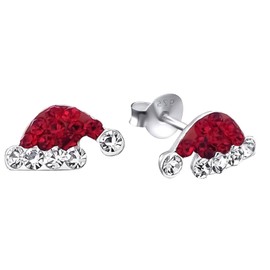Miaija Santa Earrings Sweet Christmas Hat Earrings with Sparkly Crystal Stones Cute Little Fresh Earrings Jewellery for Women Girls
