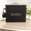 AuldHome Design Enamelware Laundry Powder Container (Black), Enamelware Detergent Bin