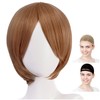 CaseEden 6009 Premium Smooth Short Bob Cosplay Wig, Brown, Brown