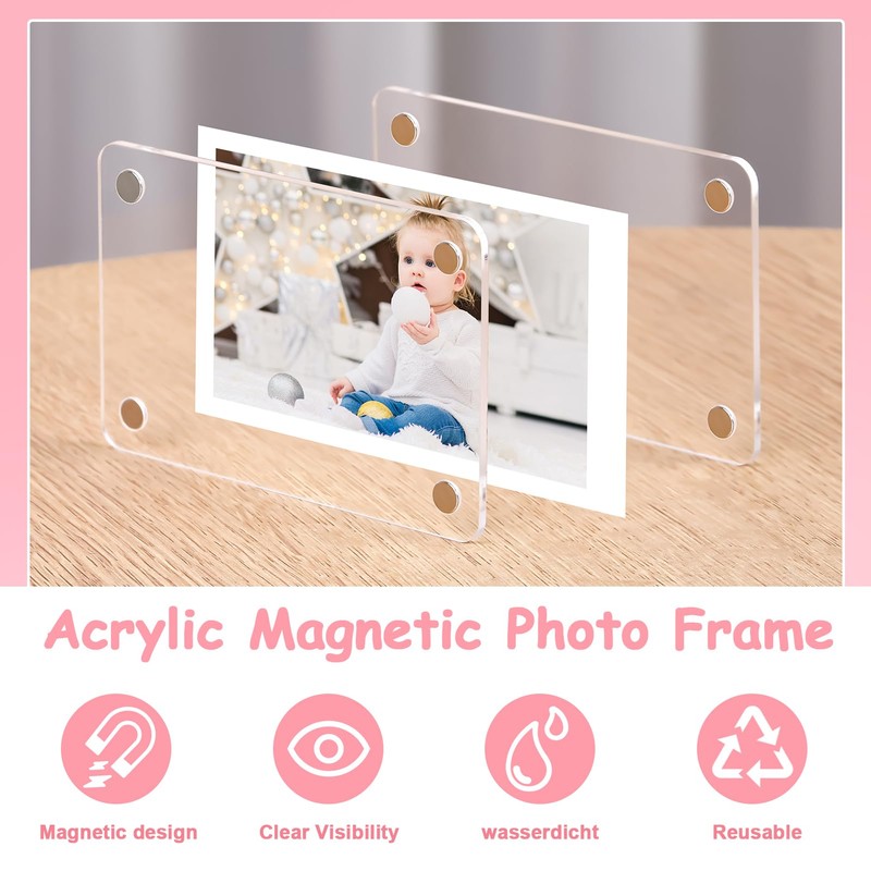 saerryor 12 Pack Acrylic Fridge Magnetic Frame, 2.36 x 3.54