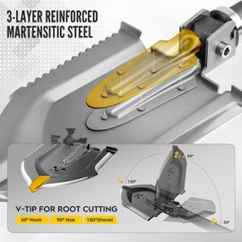 Zune Lotoo Survival Shovel Military Grade High Carbon Steel, 18 in 1 Multifunctional Folding Tactical Shovel Camping Gear for Men Outdoor Hiking Backpacking Off-Road Spade Emergency