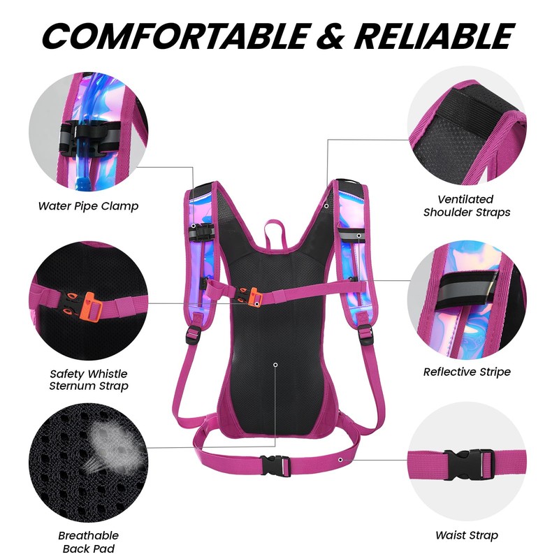 Rave Hydration Pack Backpack, Festival Essential, Hydropack Water Backpack with