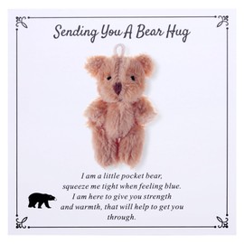 Pocket Plush Bear Hug, Anxiety Relief Gifts for Women Men, Mental Health Positivity Gifts, Thinking Of You Gift, Comforting Gift for Son Daughter Back to School, Khaki
