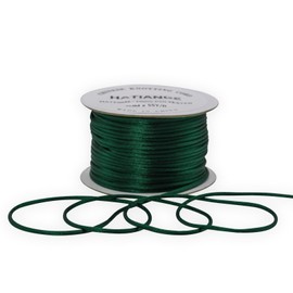 2mm Dark Green Satin Rattail Cord String for Jewelry Making Bracelet Necklaces Beading Thread Macrame Chinese Knot Craft -55yards