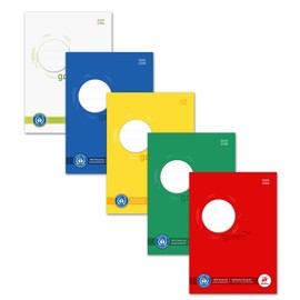 Staufen Ursus Notebook Cover with Labelling Field, DIN A5, 150 g/m² Recycled Paper, Protection for School Notebooks, White, Green, Pack of 10
