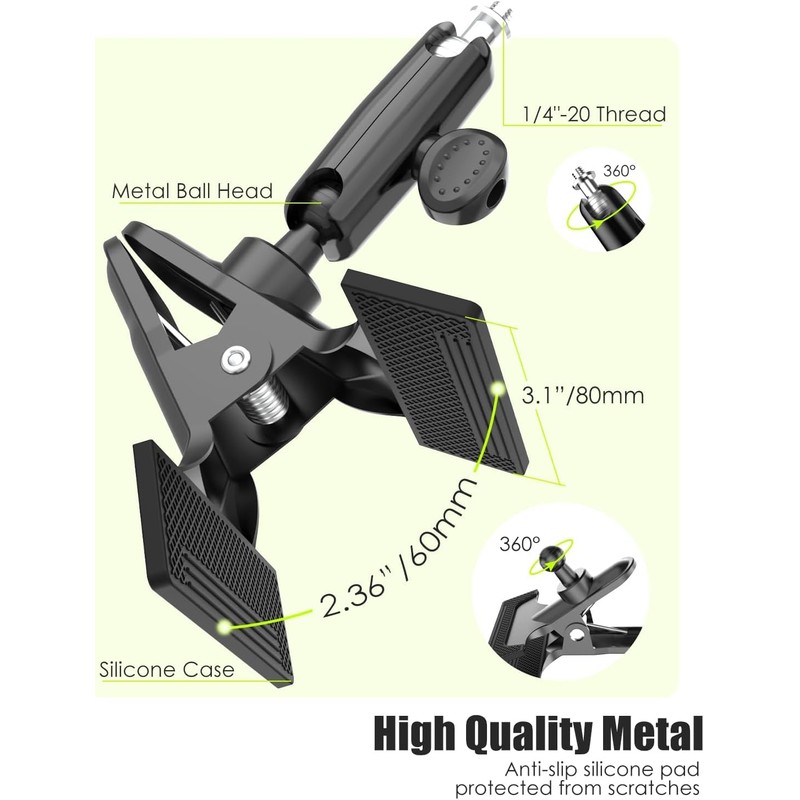 Charchendo Car Sun Visor Short Metal Arm Phone/GoPro Mount 4-7"