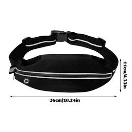 JIADEXIN Lightweight Fitness Belt Waterproof Running Belt Black Adjustable Zip Belt with Reflective Logo with Headphone Jack for Both Men and Women for Gym Workouts Running Cycling Black