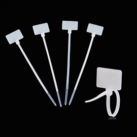 Amgate 100 Pcs Write on Tags Wire Zip Ties Cable Mark Tags Nylon Power Marking Label (100pcs)