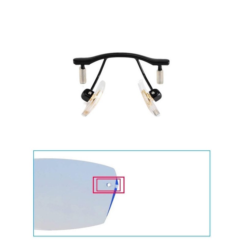 Rimless Glasses Nose Bridge Eyeglass Pads Piece Screw Nut and