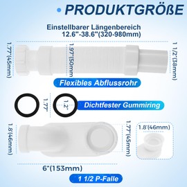 DRELD Flexible Freestanding Bathtub Drain Set Flat Profile P Drain for Bathtub Shower