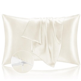 Pillow Cases for Bed 50 x 80 cm Satin – Silky Pillowcase Protect Skin and Hair – Oeko-TEX® Certified – Super Soft and Hypoallergenic – 2 Pieces Pillowcase with Beige Zipper