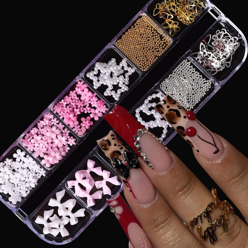 Bow Nail Charms Kit, Jremg 3D Nail Charms and Gems