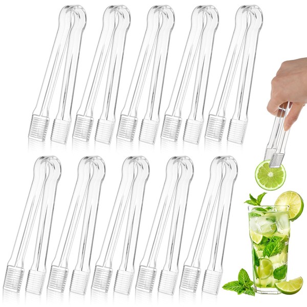 PEASUG 10 PCS Plastic Serving Tongs, Disposable Plastic Tongs, Clear