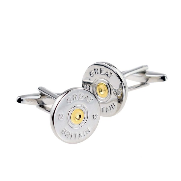 Great Britain Legend Two Tone Shotgun Cartridge Cap Cufflinks in