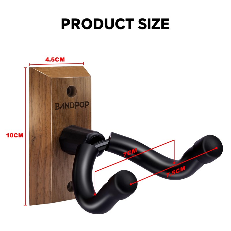 Guitar Wall Mount 2 Pack - Black Walnut Guitar Hanger