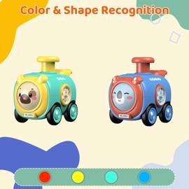 Felly Pack of 2 Car Toys from 1 2 Years Boy, Animal Mini Baby Cars Toy Car Monster Truck Wind-Up Car Press and Go Whistle Racing Car Gift for Children Toddlers