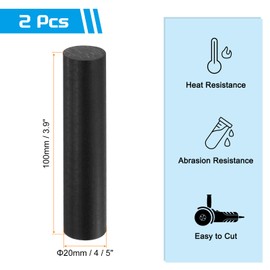 sourcing map ABS Plastic Rod Round Solid Bar 20 mm x 100 mm Black for DIY Model Material, Architectural Model Making, DIY Sand Table, Pack of 2