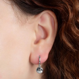 FDJ .925 Sterling Silver Soccer Ball Athletic Sports Drop Huggie Hoop Earrings