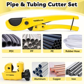 THINKWORK Plastic Pipe Cutter 0-35mm, PVC Pipe Cutter for PEX, PVC, PPR Plastic Hoses and Mini Tube Cutter 3-19mm, Sharp Copper Pipe Cutter for Cutting Copper, Brass, PVC Aluminum Tubes