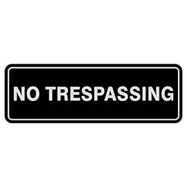 Standard No Trespassing Door/Wall Sign - Black/Silver - Large