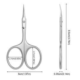 Beugo Nail Scissors, Professional Stainless Steel Cuticle Nail Scissors Curved Shape Multipurpose Dead Skin Scissor Manicure for Trimming Eyebrows, Nose Hair, Finger & Toe Care,B-Silver