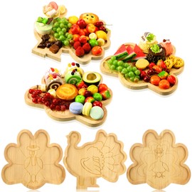 Lineshading 3 Pcs Thanksgiving Turkey Plate Wooden Turkey Shaped Serving Plate Cute Tableware Tray Funny Charcuterie Board for Dinner Fall Party Supplies Autumn Kitchen Holiday Catering Events