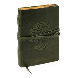 LUXEORIA Tree Of Life Leather Journal for Women and Men, Handcrafted Leather Journal for Writing Womens, Leather Sketchbook, Travel Diary with Unlined Deckle Paper, Dark Green 7x10
