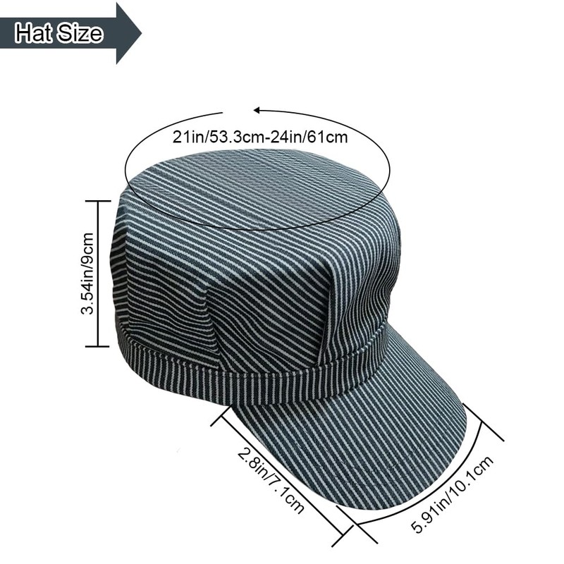 Wlayu Blue and White Railroad Engineer Hat Train Conductor Adult