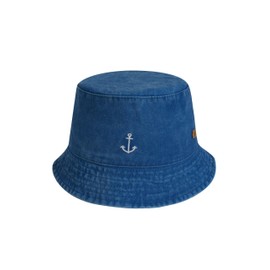 SCHIETWETTER Kids Buckethat Anchor Bucket Hat for Girls and Boys Sun Hat Washed Look 100% Cotton, turquoise, 54