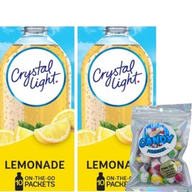 Candy Freezer Crystal-Light On The Go Drink Mix - Two (2) Pack of 10pck/0.13oz Pouches - Sugar-Free, Low-Calorie Refreshment Anytime, Anywhere and 1 oz Freeze Dried Candy Rainbow Skitzz (2 Pack, Lemonade)