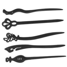 Mikinona Traditional Stylish Hair Stick 5pcs Classic Chinese Hair Pins Diy Hanfu Accessory for Updo Wood Fork Random Style
