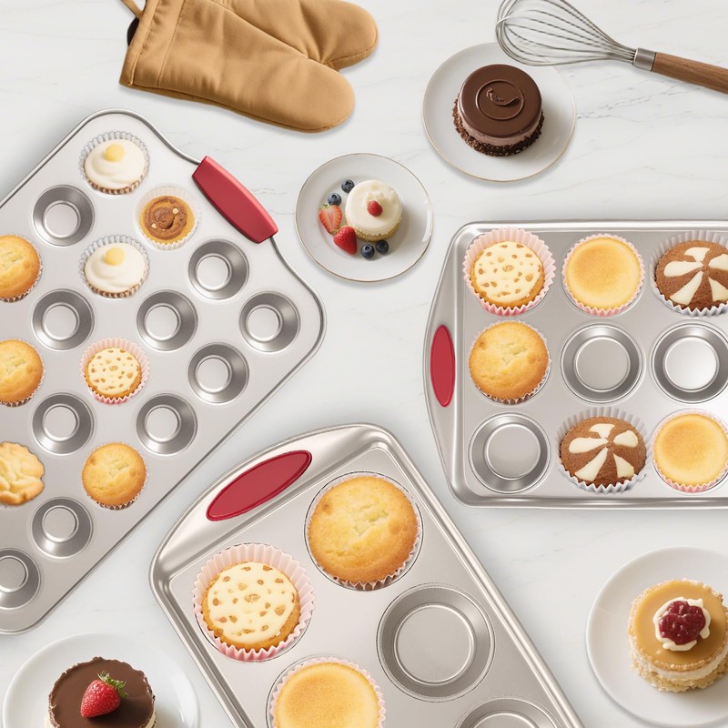6-Cup Muffin Pans Set of 2, Nonstick Round Cupcake Pan