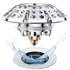 AzWzz AzWzz Universal Tub Stopper Bathtub Drain Plug, Pop Up Tub Drain Hair Catcher, Drain Cover with Strainer, for 1-3/8 to 2in Bath Drain Hole